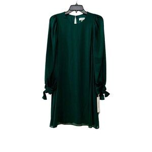 New Calvin Klein Women's Size 4 Mesh Sleeve Chiffon A-Line Dress Green